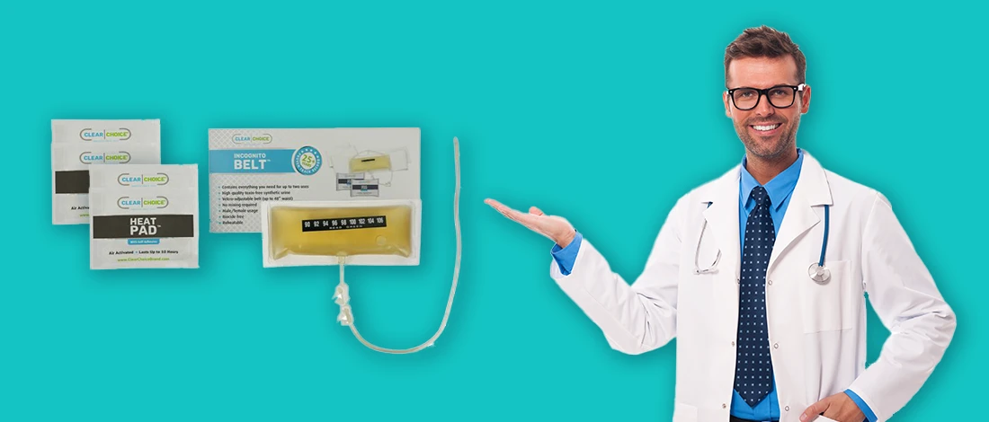 An image of Clear Choice Incognito belt and a doctor